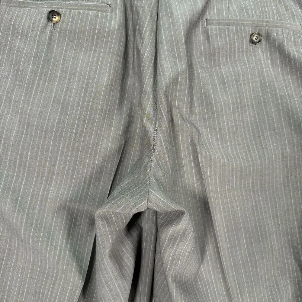 Vintage Hugo Boss Pasolini‎ Movie Wool Suit Jacket Pants Mens 42R Gray Stripes